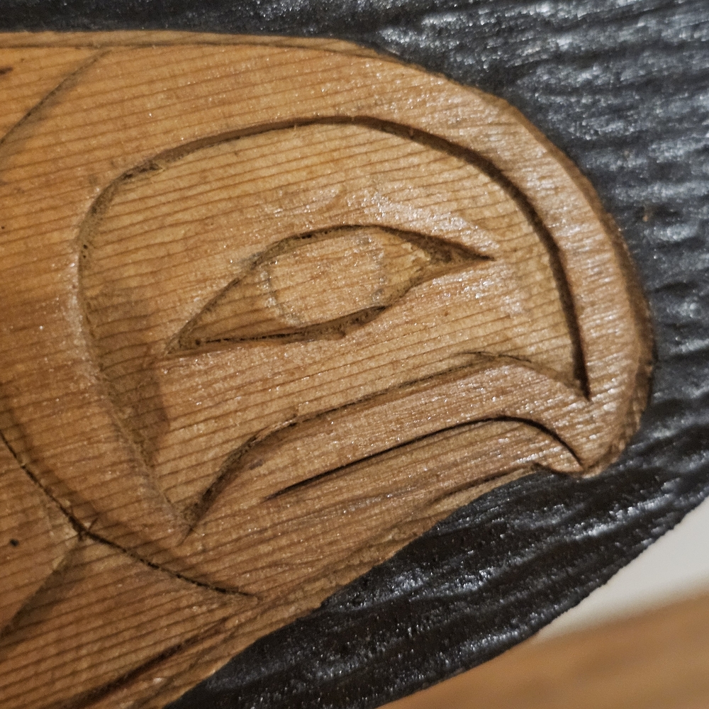 Indigenous Pacific Northwest Coast Cedar Salmon Carving, signed Cecil Dawson - Picture 8 of 10